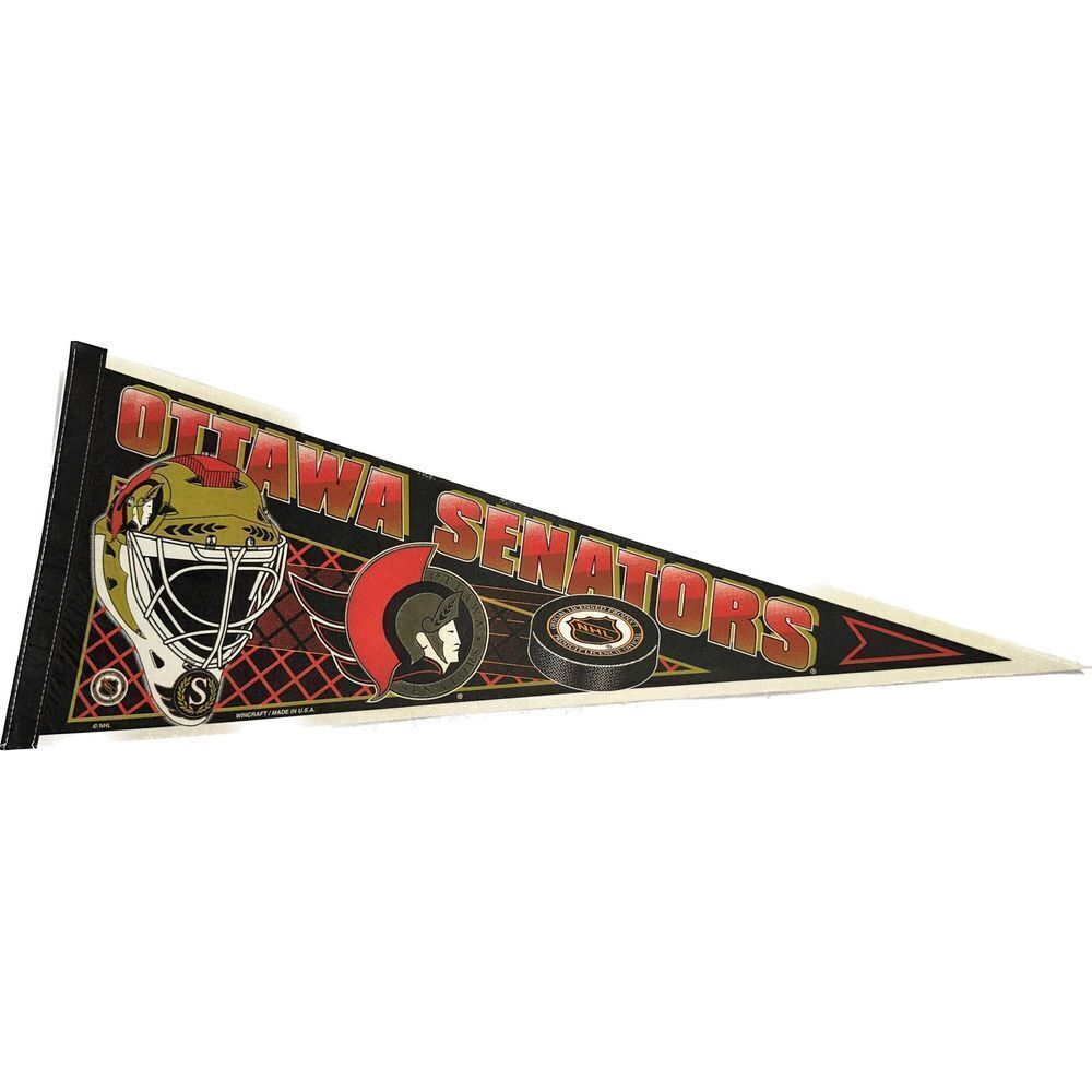 NHL Ottawa Senators Vintage 1990's‎ Team Logo Style #2 Goalie Helmet Pennant